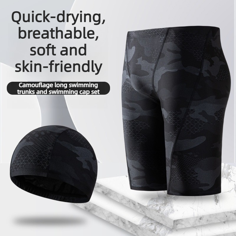 Trunk Breathable Men - Men's swimming trunks, long flat-angle camouflage