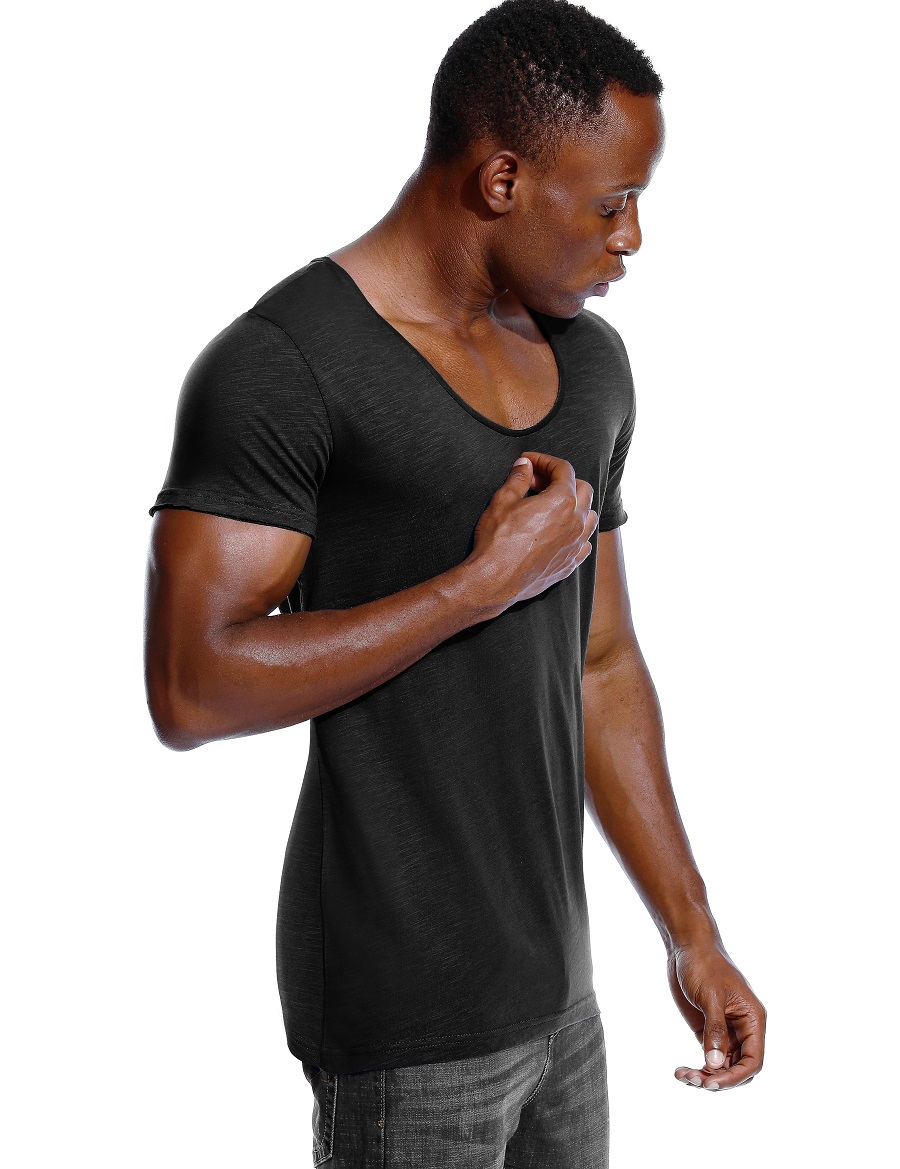 Scoop Neck T Shirt for Men Low - đánh giá và giá Undershirt Crew Neck