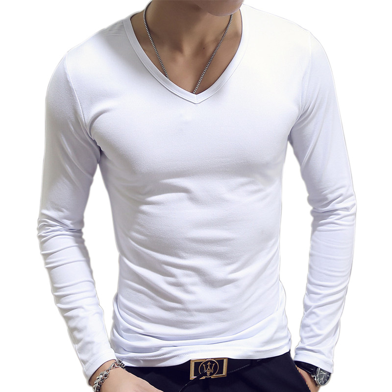 V Neck Mens T Shirts Plain Lon - đánh giá và giá Undershirt Crew Neck