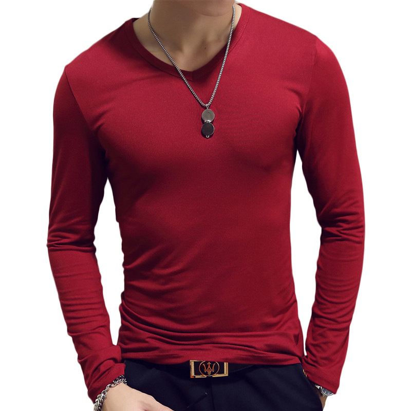 V Neck Mens T Shirts Plain Lon - đánh giá và giá Undershirt Crew Neck