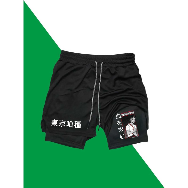 Tokyo Ghoul Print 2in1 Running - đánh giá và giá Compression Shorts Athletes