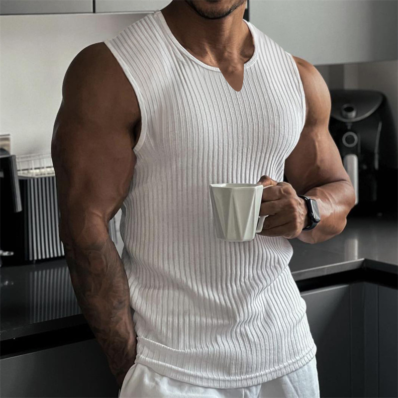 2024 Summer new men V-neck Ves - đánh giá và giá Undershirt Crew Neck