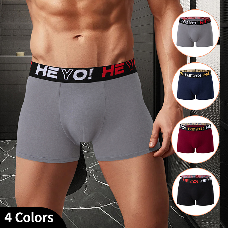 4-piece set of men's solid col - đánh giá và giá Boxer Brief Pack Cotton